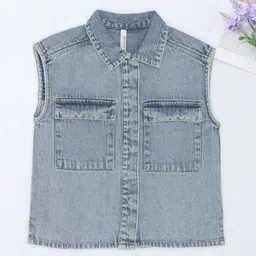Pantaloons Junior Girls Pure Cotton Shirt Style Top-image-91