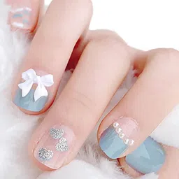 Secret Lives Translucent 24 Pieces of Fake Nails With 3D Bow & Pearls image 3