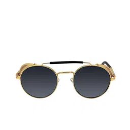 SPADEACES Unisex Black Lens & Gold-Toned Round Sunglasses With UV Protected Lens image 3