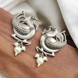 BANITHANI Peacock Shaped Studs Earrings-picture-14