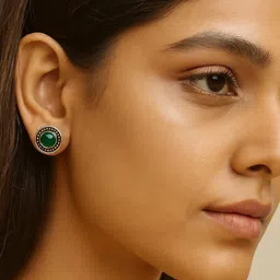 VANSHIKA JEWELS Brass-Plated Agate Studded Circular Shaped Studs-image-37