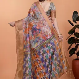 Bhagirath Fashion Floral Silk Blend Saree image 4