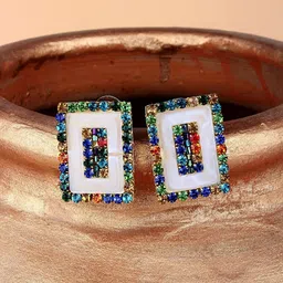 KPOP Gold-Plated Rhinestone Contemporary Studs-image-93