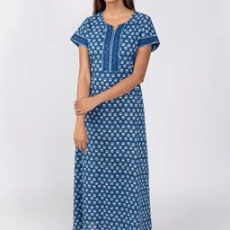 Nihsamah Printed Pure Cotton Maxi Nightdress-picture-15