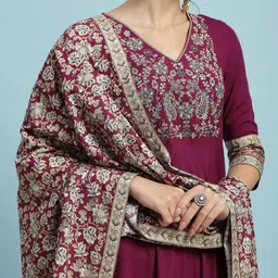 Khushal K Women Floral Embroidered Regular Kurta with Palazzos & With Dupatta image 2