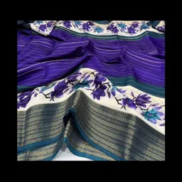 RegalDrapes Floral Printed Zari Saree With Blouse Piece image 2