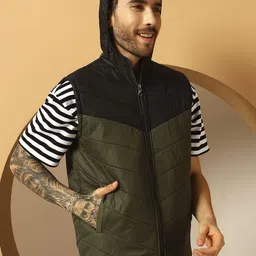 Christy World Men Hooded Colourblocked Gilet Jacket-picture-13