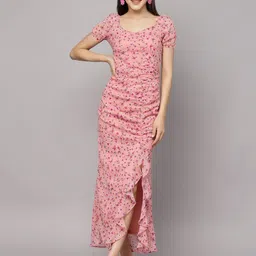 aayu Women A-line Pink Maxi/Full Length Dress-picture-26
