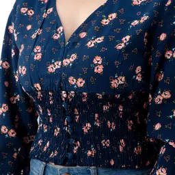 pretty loving thing Casual Puff Sleeves Printed Women Blue Top image 5