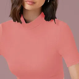Dream Beauty Fashion High Neck Fitted Crop Top image 2