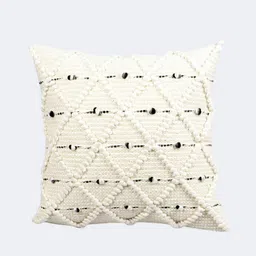 Indihomecraft White Thread Textured Square Cushion Cover image 4