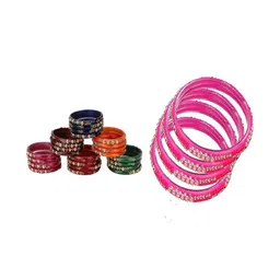 SOMIL Women 28 Pieces Stones Studded Glass Bangles-image-98