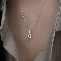 Jewelgenics Silver-Plated American Diamond Studded Pendants with Chains-image-12