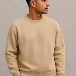clever fox Men Full Sleeve Solid Sweatshirt image 3