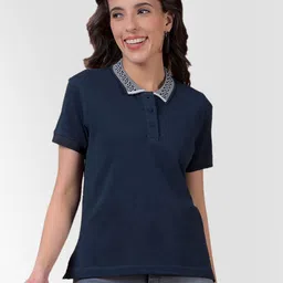 Numero Uno Women Solid Polo Collar Cotton T-shirt-picture-31