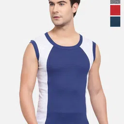Sporto by Macho Men Pack Of 4 Cotton Colourblocked Gym Vests-image-88