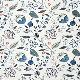 Sangria White & Blue Printed 210 TC Double Bedsheet With 2 Pillow Cover- 2.74 m x 2.28 m image 5