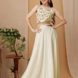 Inddus Girls Embroidered Thread Work Ready To Wear Lehenga & Choli-picture-15