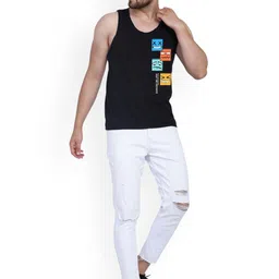 SLOWLORIS Pack Of 2 Printed Round Neck Bio-Wash Gym Vests image 4