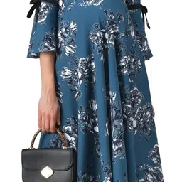 Rudraaksha Creations Floral Print Bell Sleeve Crepe A-Line Maxi Maternity Dress-picture-33