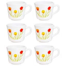 Cello White Printed Dishwasher And Microwave Safe 6 Pieces Mugs 130ml image 2