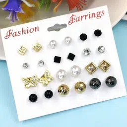 NAVJAI Set of 12 Beaded Studs Earrings image 2