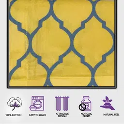 Trance Home Linen Mustard & Blue Set of 4 Geometric Long Door Curtain image 5