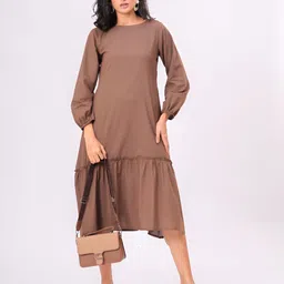 Garin Women Puff Sleeves Tiered Shift Midi Dress image 4