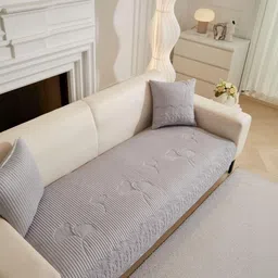 HOMETHREADS Grey & Grey Embroidered Sofa Cover-picture-11