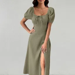 Sugathari Puff Sleeve A-Line Midi Dress image 5