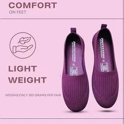 FootStation Women Purple Knitted Lightweight Slip-On Ballerinas image 5