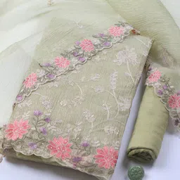 Meena Bazaar Floral Embroidered Thread Work Organza Unstitched Dress Material-picture-46