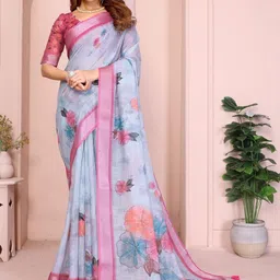 Kalista Floral Linen Blend Saree image 5