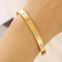 Jewels Galaxy Gold-Plated American Diamond Studded Kada Bracelet image 3