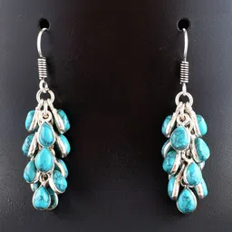 AAR Jewels Rhodium-Plated German Silver Tourmaline Drop Earrings image 4