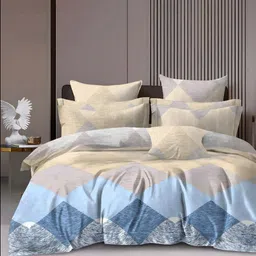 WEAVE AND DECOR Blue & Grey Geometric 300 TC Queen Bedsheet with 2 Pillow Covers-image-34