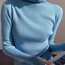 Outzidr Women Striped High Neck Top-image-54