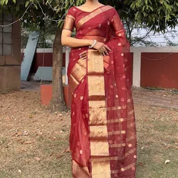 Rangtulika Ethnics Woven Design Zari Organza Saree-image-89