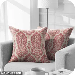 CASABLEU Manchester Rose & Beige 2 Pieces Ethnic Motifs Printed Square Cushion Covers image 2