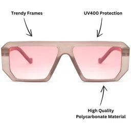 TAMZY Unisex Gold Lens & Brown Square Sunglasses with image 4