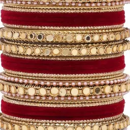 leshya Set Of 2 Stone Studded Velvet Bangles image 3