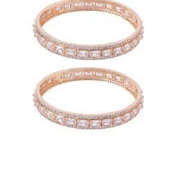 Yellow Chimes Set Of 2 Rose Gold-Plated & AD-Studded Bangles image 4