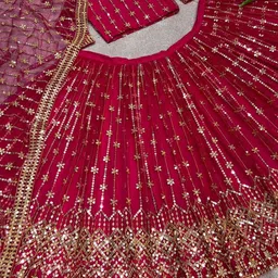 Fashionuma Embroidered Thread Work Semi-Stitched Lehenga & Unstitched Blouse With Dupatta image 2