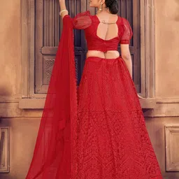 KALINI Embroidered Beads and Stones Semi-Stitched Lehenga & Unstitched Blouse With Dupatta image 2