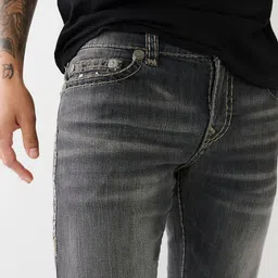 True Religion Men Super T Ricky Straight Fit Mildly Distressed Light Fade Jeans image 4