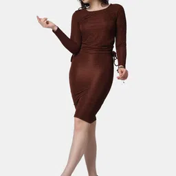 Popwings Self Design Crop Top With Pencil Skirt image 5