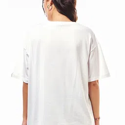 Bewakoof Women Typography Printed Round Neck Cotton Oversized T-shirt image 3