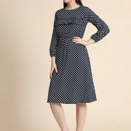 KERI PERRY Blue A-Line Polka Dot Dress image 4