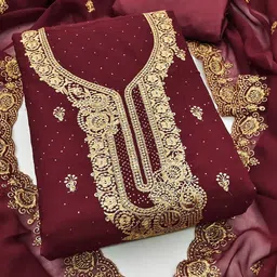 LeeliPeeri Designer Embroidered Unstitched Dress Material image 4