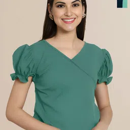 Mast & Harbour Women Pack Of 2 V-Neck Puff Sleeves Wrap Top-picture-12